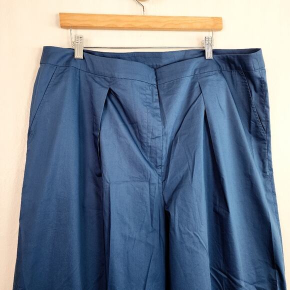 Misook Blue Pleated Wide Leg Trouser Pants | High Rise | Lightweight Knit | XL - Picture 2 of 10